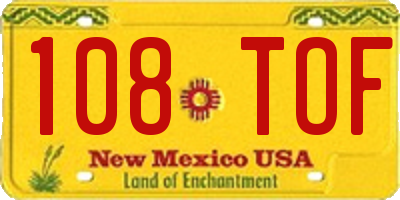 NM license plate 108TOF