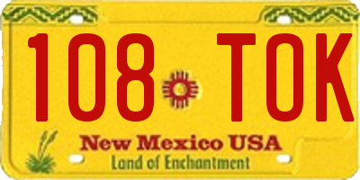 NM license plate 108TOK