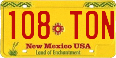 NM license plate 108TON