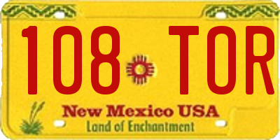 NM license plate 108TOR