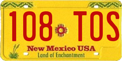 NM license plate 108TOS