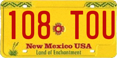 NM license plate 108TOU