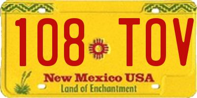 NM license plate 108TOV