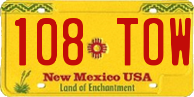 NM license plate 108TOW