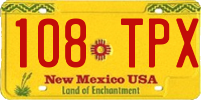 NM license plate 108TPX