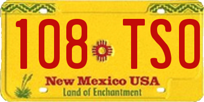 NM license plate 108TSO