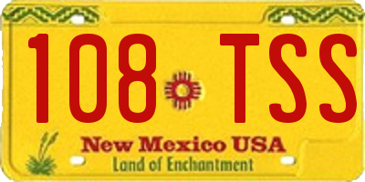 NM license plate 108TSS