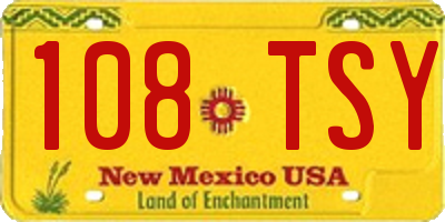NM license plate 108TSY