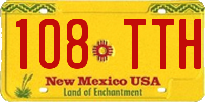 NM license plate 108TTH