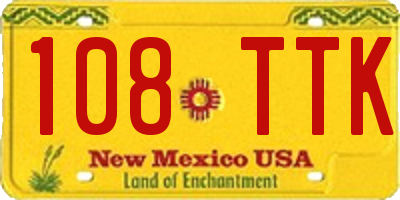 NM license plate 108TTK
