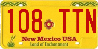 NM license plate 108TTN