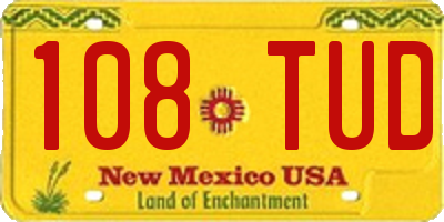 NM license plate 108TUD