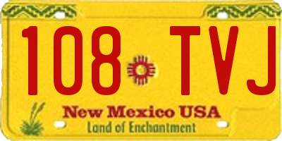 NM license plate 108TVJ
