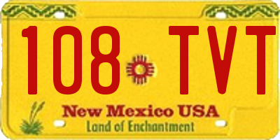 NM license plate 108TVT