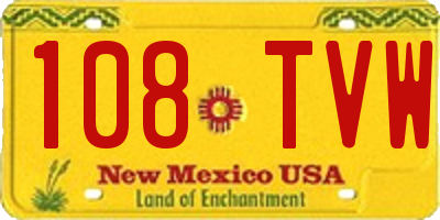 NM license plate 108TVW