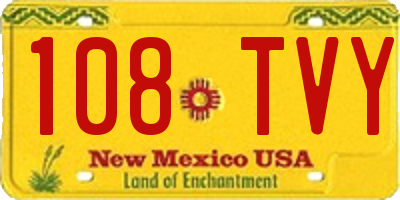 NM license plate 108TVY