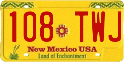 NM license plate 108TWJ