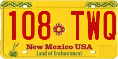 NM license plate 108TWQ