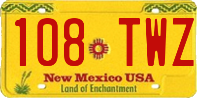NM license plate 108TWZ