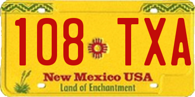 NM license plate 108TXA