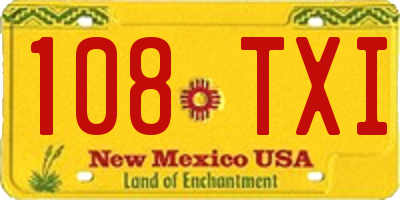 NM license plate 108TXI