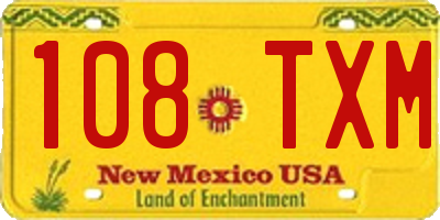NM license plate 108TXM