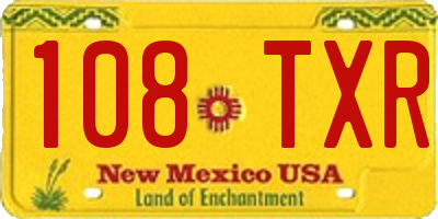 NM license plate 108TXR