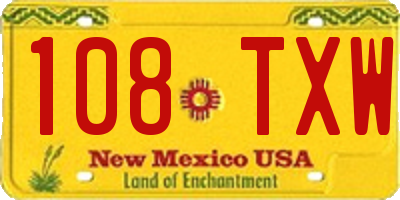 NM license plate 108TXW