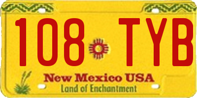 NM license plate 108TYB