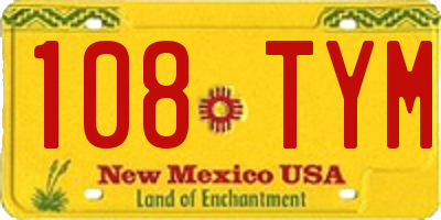 NM license plate 108TYM