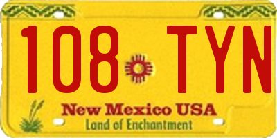 NM license plate 108TYN