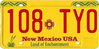 NM license plate 108TYO