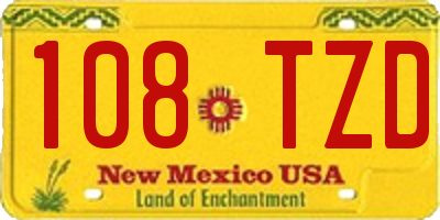 NM license plate 108TZD