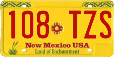 NM license plate 108TZS