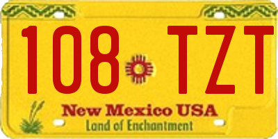 NM license plate 108TZT