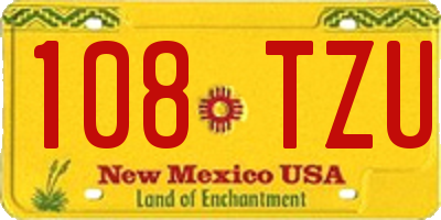 NM license plate 108TZU