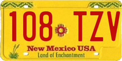 NM license plate 108TZV