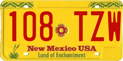 NM license plate 108TZW