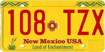 NM license plate 108TZX