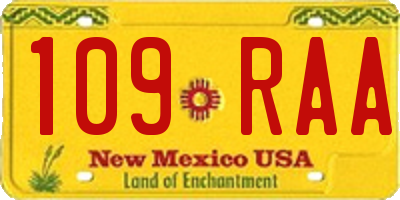 NM license plate 109RAA