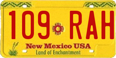 NM license plate 109RAH