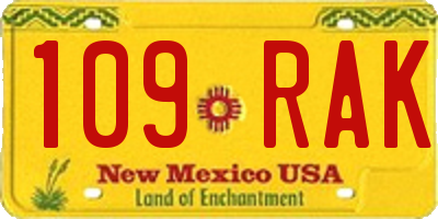 NM license plate 109RAK