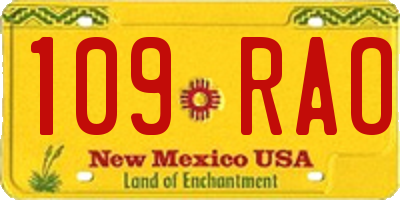 NM license plate 109RAO