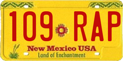 NM license plate 109RAP