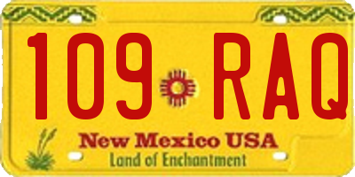 NM license plate 109RAQ