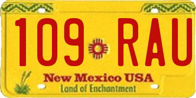 NM license plate 109RAU