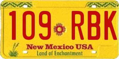 NM license plate 109RBK