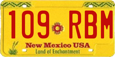 NM license plate 109RBM