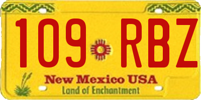 NM license plate 109RBZ