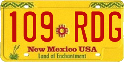NM license plate 109RDG